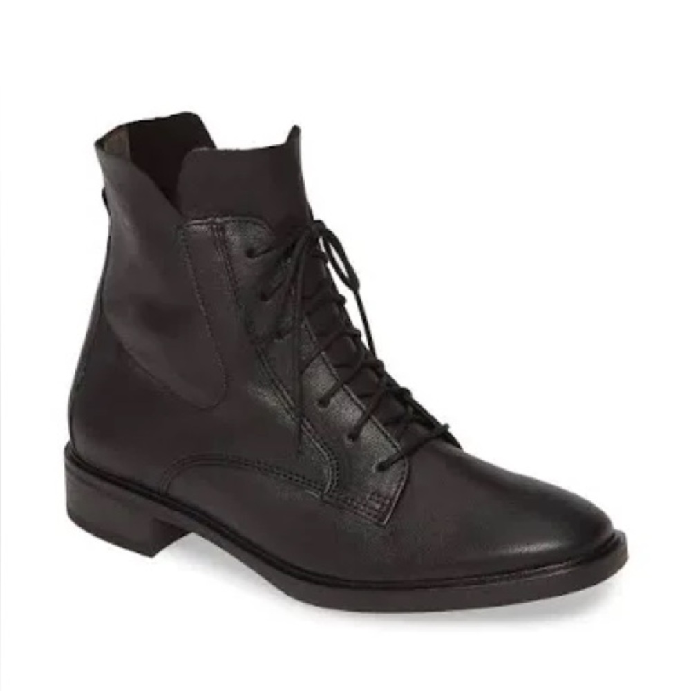 Paul Green Bernadette Moto Boots Combat Lace Up Black Leather Sz 7 (US 9.5)